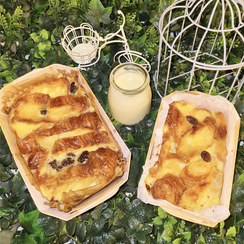 Classic Bread and Butter Pudding served with Vanilla Sauce