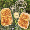 Cempedak Bread and Butter Pudding served with Vanilla Sauce